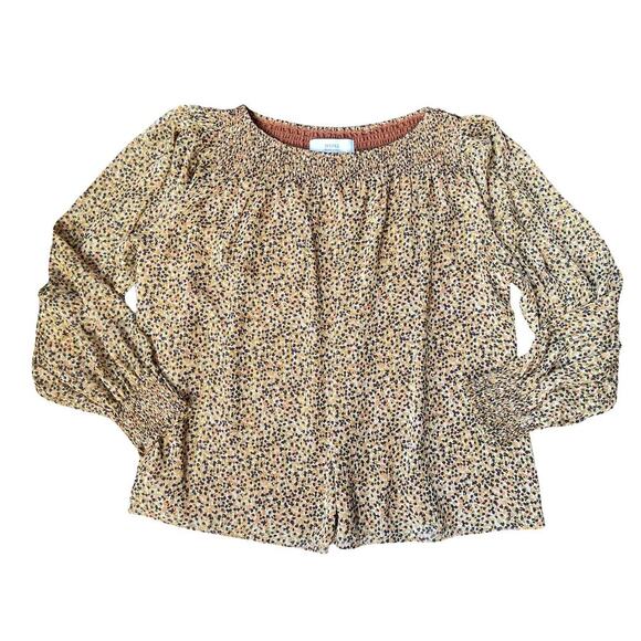 Elizabeth and James Textile Smocked Neck Boho Flowy Long Sleeve Blouse – Size XL - Picture 2 of 10